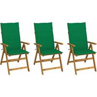 bonnevie Klappbare Gartenstühle 3 Stk. mit Auflagen Massivholz Akazie vidaXL472070