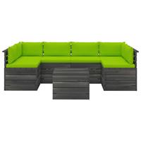 vidaXL 7-tlg. Garten-Sofagarnitur aus Paletten mit Kissen Kiefernholz Grün
