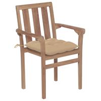 vidaXL Tuinstoelen 2 st met beige kussens massief teakhout