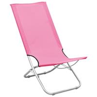 vidaXL Strandstoelen 2 st inklapbaar stof roze