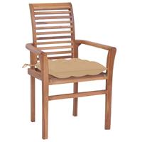 VIDAXL Essstühle 2 Stk. Mit Beige Kissen Massivholz Teak