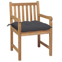 vidaXL Tuinstoelen 2 st met antracietkleurige kussens massief teakhout