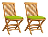 vidaxl Gartenstühle mit Hellgrünen Kissen 2 Stk. Massivholz Teak