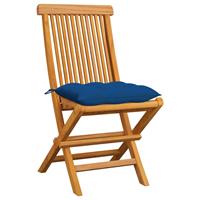 vidaXL Tuinstoelen 6 st met blauwe kussens massief teakhout