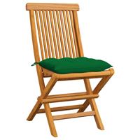 vidaXL Tuinstoelen 6 st met groene kussens massief teakhout