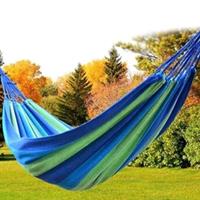 Blue Stripe Single verbreding camping outdoor canvas hangmat, afmeting: 190cm x 100cm