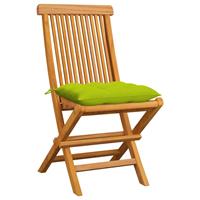 vidaXL Tuinstoelen 6 st met heldergroene kussens massief teakhout