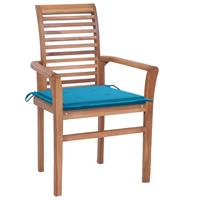 vidaXL Essstühle 4 Stk. mit Blauen Kissen Massivholz Teak 