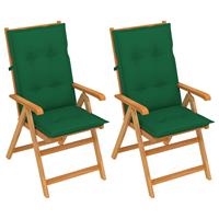 Tuinstoelen 2 St Met Groene Kussens Massief Teakhout