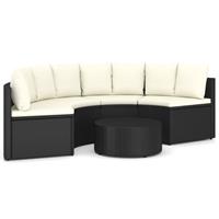 vidaXL 5-delige Loungeset met kussens poly rattan zwart