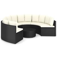 vidaXL 7-delige Loungeset met kussens poly rattan zwart