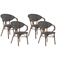 beliani Moderne Gartenstühle 4er Set grau / dunkler Holzfarbton Aluminiumgestell Caspri - Grau