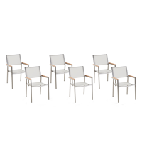 beliani Gartenstuhl Set 6 Stühle Polyester/Edelstahl weiß Grosseto - Weiß