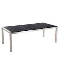 beliani Gartentisch Schwarz/Silber Granit/Basalt Edelstahl 3 Tischplatten 220 x 100 cm Poliert Modern Outdoor - Schwarz