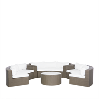 beliani Gartenmöbel Set Hellbraun Weiß Rattan Aluminium Textil inkl. Kissen 9-Sitzer Terrasse Outdoor Modern