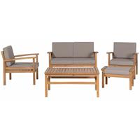 Beliani - Gartenmöbel Set Akazienholz Textil taupe Auflagen 4-Sitzer Terrasse Outdoor Retro Landhaus
