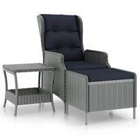 vidaXL 2-delige Loungeset met kussens poly rattan lichtgrijs