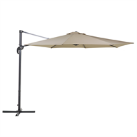 beliani Trendy Sonnenschirm diam. 300 cm sandbeige Kreuzfuß in Schwarz Polyester Savona - Beige