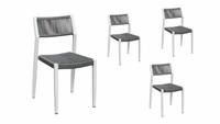 Grasekamp Stapelstuhl-Set Sol 4 teilig aus  Aluminium - Weiß/Grau Gartenstühle weiß