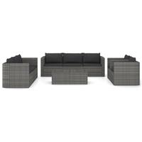 vidaXL 9-delige Loungeset met kussens poly rattan grijs