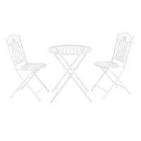En.casa Bistro Set Balkonset 3-tlg. Tisch 2 Stühle Essgruppe Sitzgruppe Gartenmöbel Stahl in verschiedenen Farben weiß