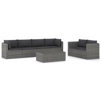 vidaXL 7-delige Loungeset met kussens poly rattan grijs