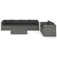 vidaXL 8-delige Loungeset met kussens poly rattan grijs