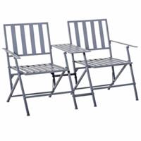 Outsunny Doppel-Gartenstuhl mit Tisch klappbar grau