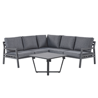 Beliani - Lounge Set Ecksofa Couchtisch schwarz Aluminium Auflagen Polyester grau Vizzini - Schwarz