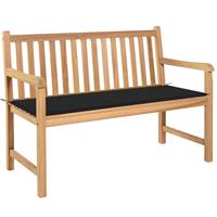 VidaXL Gartenbank mit Schwarzer Auflage 120 cm Massivholz Teak 