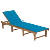 vidaXL Wellnessliege Klappbare Gartenliege Sonnenliege Holzliege mit Auflage blau Akazie Ma