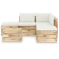 vidaXL 6-tlg. Garten-Lounge-Set mit Kissen Grün Imprägniertes Holz 