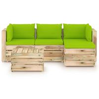 vidaXL 5-tlg. Garten-Lounge-Set mit Kissen Grün Imprägniertes Holz 