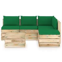 vidaXL 6-delige Loungeset met kussens groen geïmpregneerd hout