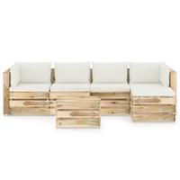 vidaXL 6-tlg. Garten-Lounge-Set mit Kissen Grün Imprägniertes Holz 