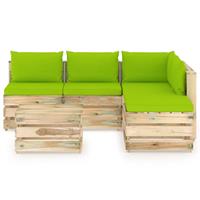 Vidaxl - 6-tlg. Garten-Lounge-Set mit Kissen Grün Imprägniertes Holz