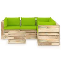 vidaXL 6-delige Loungeset met kussens groen geïmpregneerd hout