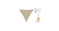 Shadow Comfort Compleet pakket:  driehoek 3,6x3,6x3,6 Neutral Sand met RVS Bevestigingsset en buitendoekreiniger