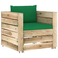 vidaXL 2-delige Loungeset met kussens groen geïmpregneerd hout