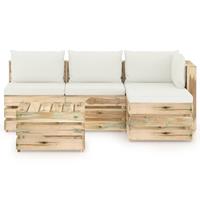 vidaXL 5-tlg. Garten-Lounge-Set mit Kissen Grün Imprägniertes Holz 