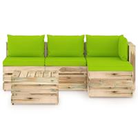 vidaXL 5-tlg. Garten-Lounge-Set mit Kissen Grün Imprägniertes Holz 