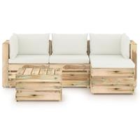 vidaXL 5-tlg. Garten-Lounge-Set mit Kissen Grün Imprägniertes Holz 