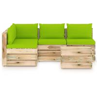 vidaXL 5-delige Loungeset met kussens groen geïmpregneerd hout