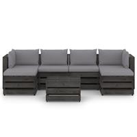 vidaXL 7-delige Loungeset met kussens grijs geïmpregneerd hout