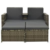 vidaXL 3-delige Loungeset met kussens poly rattan grijs