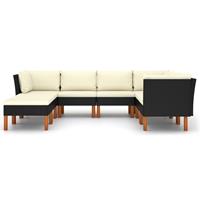 vidaXL 8-delige Loungeset met kussens poly rattan zwart