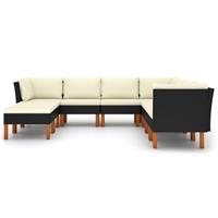 vidaXL 9-delige Loungeset met kussens poly rattan zwart