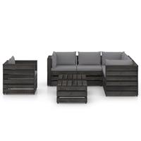 vidaXL 8-delige Loungeset met kussens grijs geïmpregneerd hout