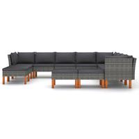 vidaXL 12-delige Loungeset met kussens poly rattan grijs