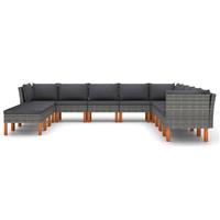 vidaXL 12-delige Loungeset met kussens poly rattan grijs